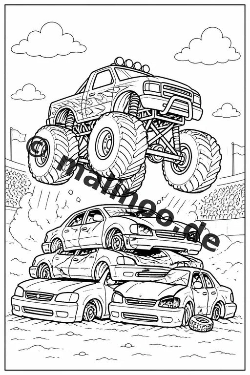 Monster Trucks Malbuch 20 Ausmalbilder PDF Download digital – Vorschaubild 1