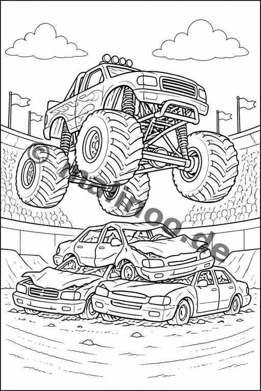 Monster Trucks Malbuch 20 Ausmalbilder PDF Download – Vorschaubild 1
