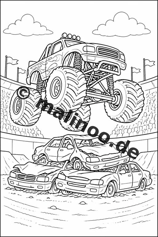 Monster Trucks Malbuch 20 Ausmalbilder PDF Download digital – Vorschaubild 1