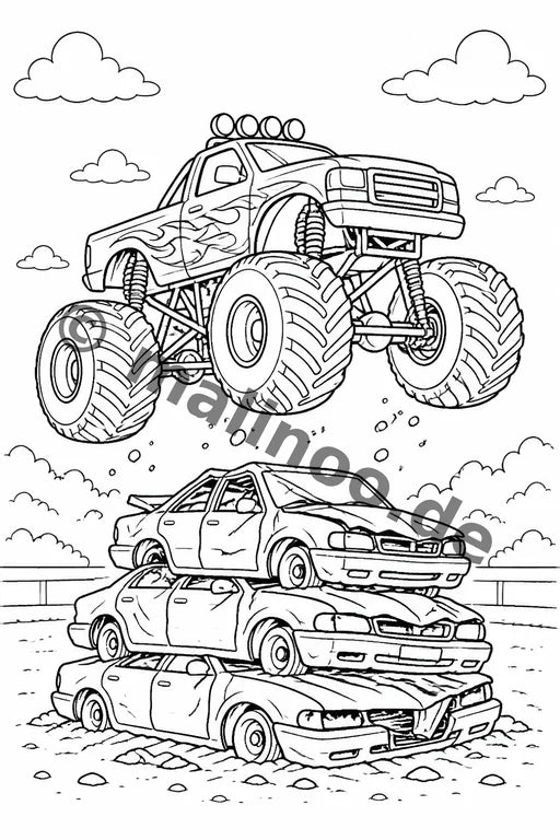 Monster Trucks Malbuch 20 Ausmalbilder PDF Download – Vorschaubild 1