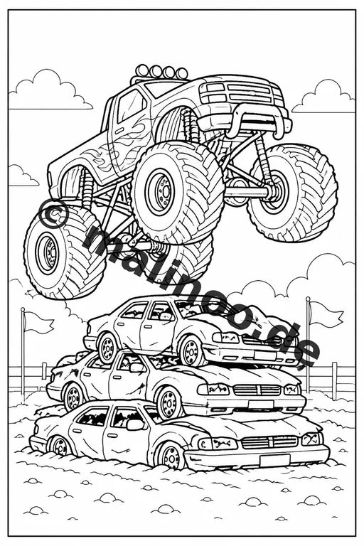 Monster Trucks Malbuch 20 Ausmalbilder PDF Download digital – Vorschaubild 1