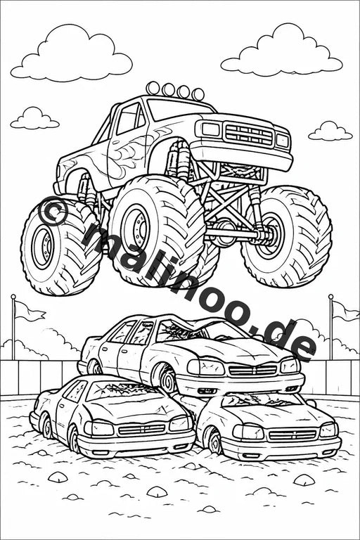 Monster Trucks Malbuch 20 Ausmalbilder PDF Download digital – Vorschaubild 1