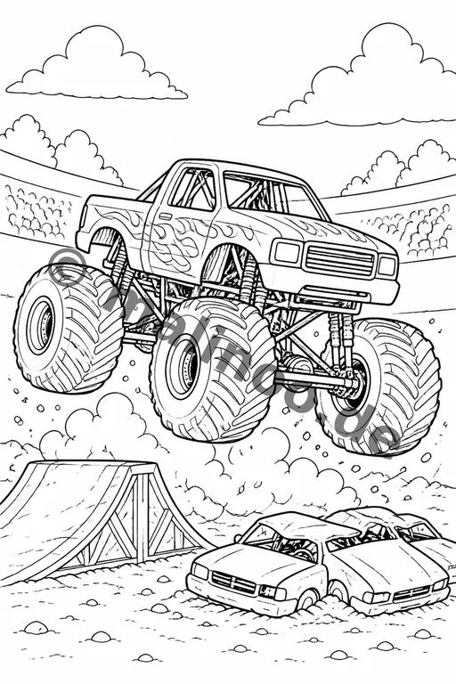Monster Trucks Malbuch 20 Ausmalbilder PDF Download – Vorschaubild 3