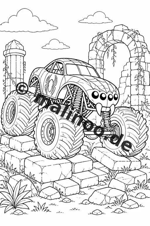 Monster Trucks Malbuch 20 Ausmalbilder PDF Download digital – Vorschaubild 3