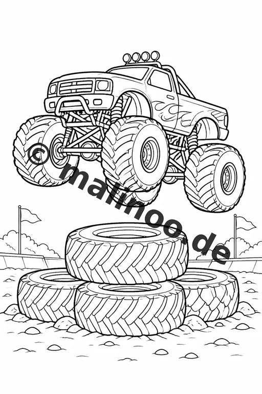 Monster Trucks Malbuch 20 Ausmalbilder PDF Download digital – Vorschaubild 4