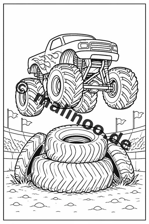 Monster Trucks Malbuch 20 Ausmalbilder PDF Download digital – Vorschaubild 4