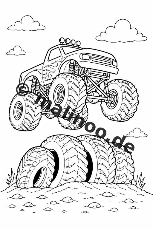 Monster Trucks Malbuch 20 Ausmalbilder PDF Download digital – Vorschaubild 4