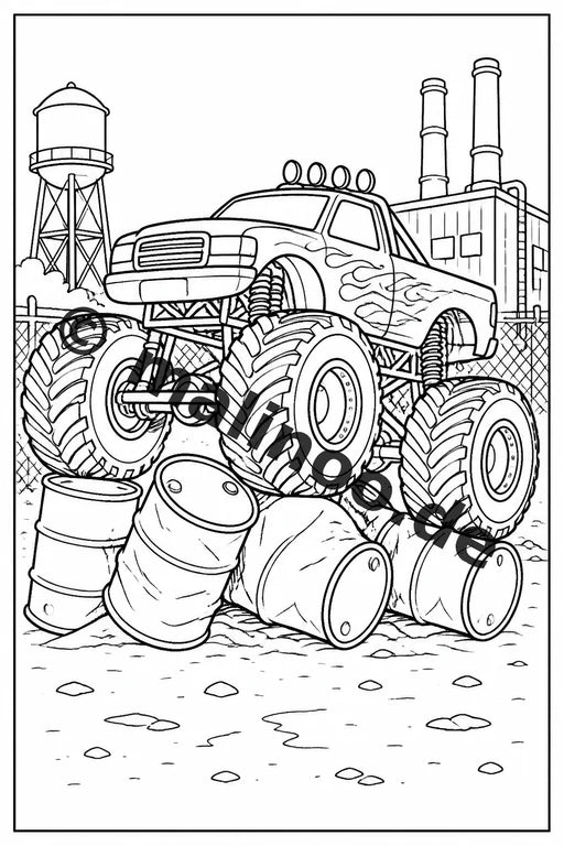 Monster Trucks Malbuch 20 Ausmalbilder PDF Download digital – Vorschaubild 5