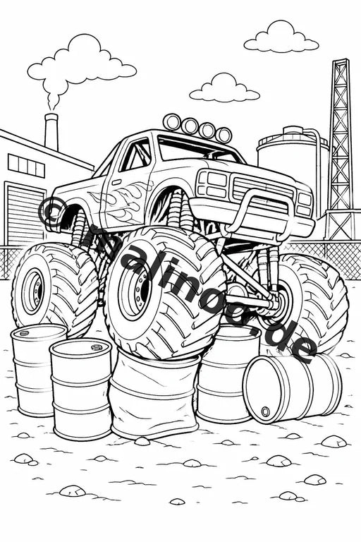Monster Trucks Malbuch 20 Ausmalbilder PDF Download digital – Vorschaubild 5