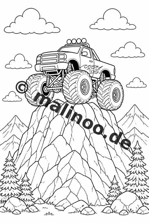 Monster Trucks Malbuch 20 Ausmalbilder gedruckt und gebunden – Vorschaubild 10