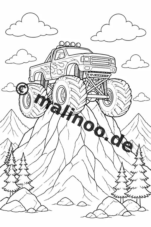 Monster Trucks Malbuch 20 Ausmalbilder gedruckt und gebunden – Vorschaubild 10