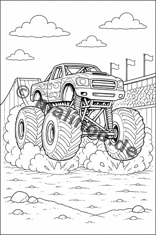 Monster Trucks Malbuch 20 Ausmalbilder gedruckt+gebunden – Vorschaubild 3