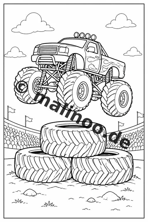 Monster Trucks Malbuch 20 Ausmalbilder gedruckt und gebunden – Vorschaubild 4