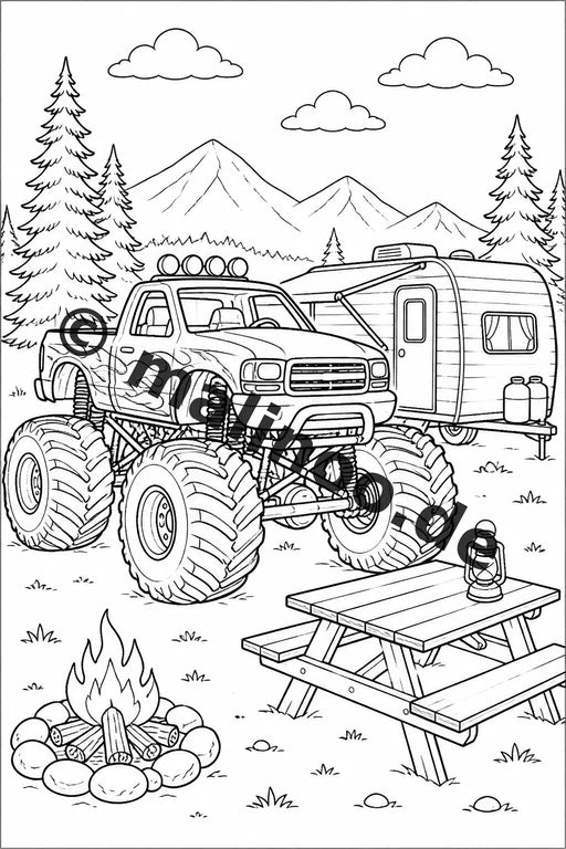 Monster Trucks Malbuch 20 Ausmalbilder gedruckt und gebunden – Vorschaubild 7