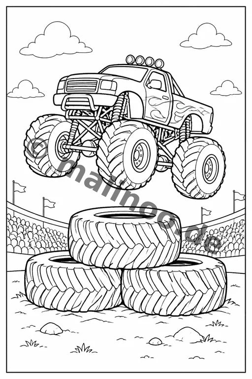 Monster Trucks Malbuch 20 Ausmalbilder gedruckt+gebunden – Vorschaubild 7