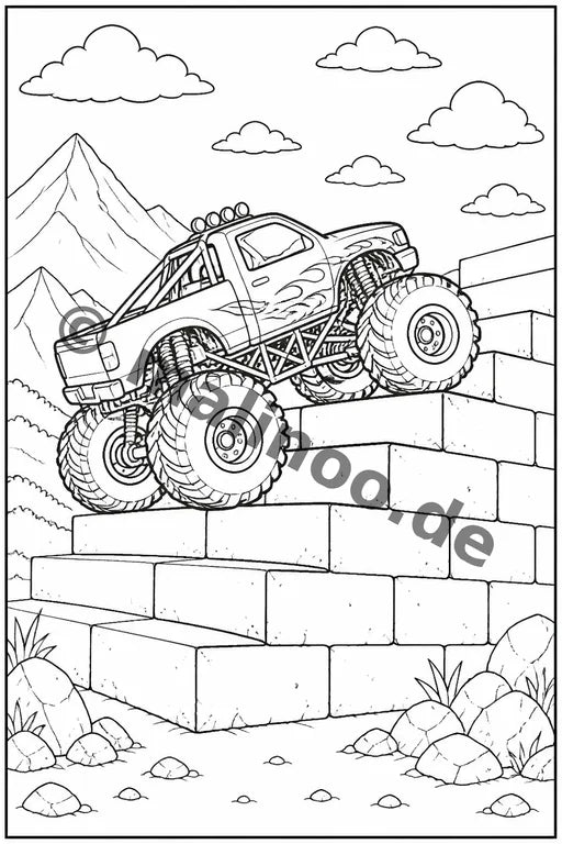Monster Trucks Malbuch 20 Ausmalbilder gedruckt+gebunden – Vorschaubild 8