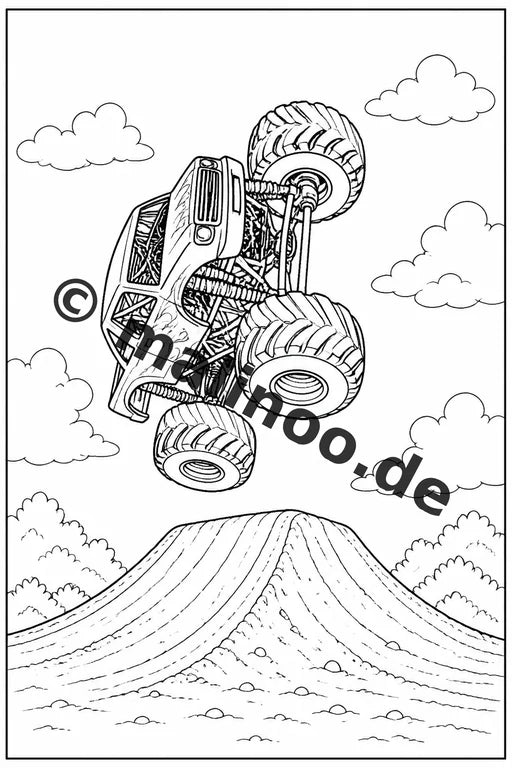 Monster Trucks Malbuch 20 Ausmalbilder gedruckt und gebunden – Vorschaubild 8