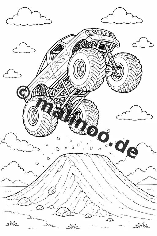 Monster Trucks Malbuch 20 Ausmalbilder gedruckt und gebunden – Vorschaubild 8