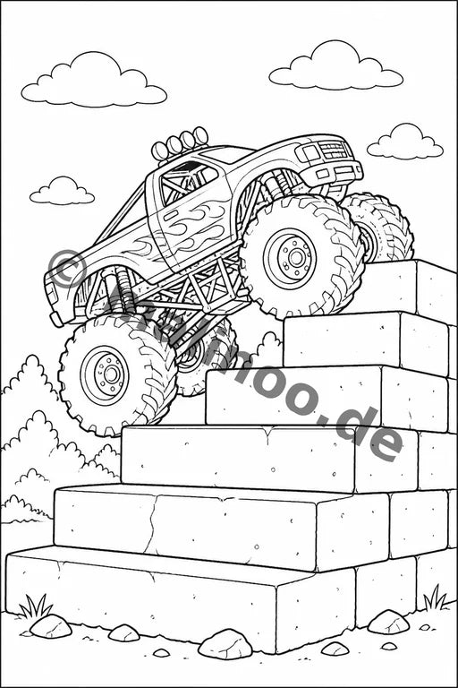 Monster Trucks Malbuch 20 Ausmalbilder gedruckt+gebunden – Vorschaubild 8