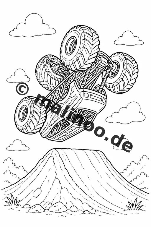 Monster Trucks Malbuch 20 Ausmalbilder gedruckt und gebunden – Vorschaubild 8