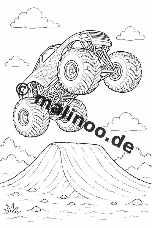 Monster Trucks Malbuch 20 Ausmalbilder gedruckt und gebunden – Vorschaubild 8