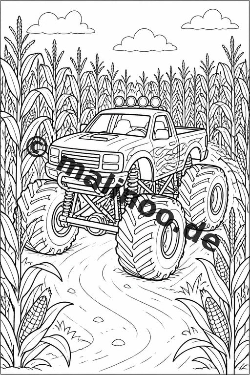 Monster Trucks Malbuch 20 Ausmalbilder gedruckt und gebunden – Vorschaubild 9