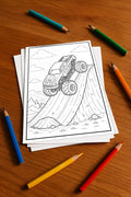 Monster Trucks Malbuch 20 Ausmalbilder gedruckt+lose – Mockup-Ansicht