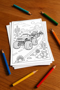 Monster Trucks Malbuch 20 Ausmalbilder gedruckt+lose – Mockup-Ansicht
