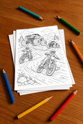 Monster Trucks Malbuch 20 Ausmalbilder gedruckt, ungebunden – Mockup-Ansicht