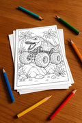 Monster Trucks Malbuch 20 Ausmalbilder gedruckt, ungebunden – Mockup-Ansicht