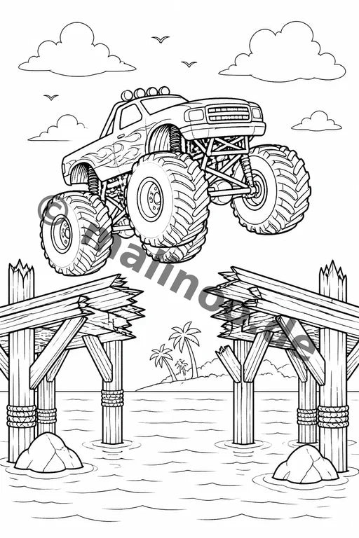 Monster Trucks Malbuch 20 Ausmalbilder gedruckt+lose – Vorschaubild 13