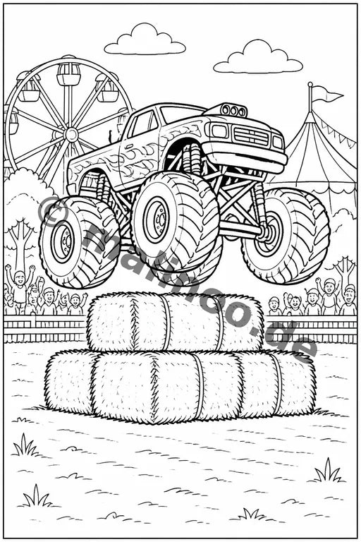 Monster Trucks Malbuch 20 Ausmalbilder gedruckt+lose – Vorschaubild 4
