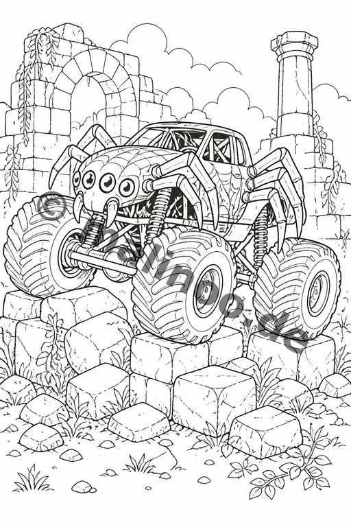 Monster Trucks Malbuch 20 Ausmalbilder gedruckt+lose – Vorschaubild 5