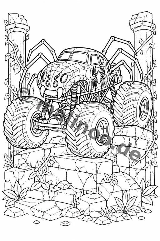 Monster Trucks Malbuch 20 Ausmalbilder gedruckt+lose – Vorschaubild 5