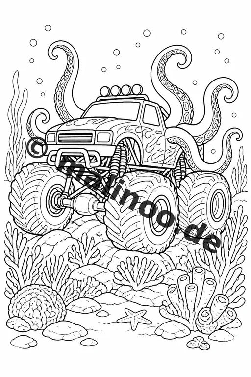 Monster Trucks Malbuch 20 Ausmalbilder gedruckt, ungebunden – Vorschaubild 6
