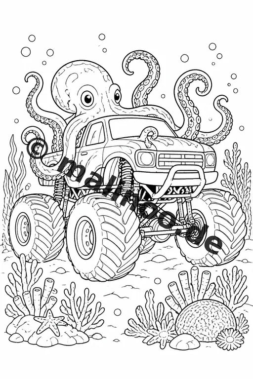 Monster Trucks Malbuch 20 Ausmalbilder gedruckt, ungebunden – Vorschaubild 6