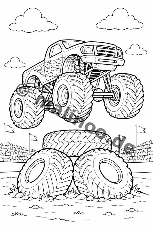 Monster Trucks Malbuch 20 Ausmalbilder gedruckt+lose – Vorschaubild 7