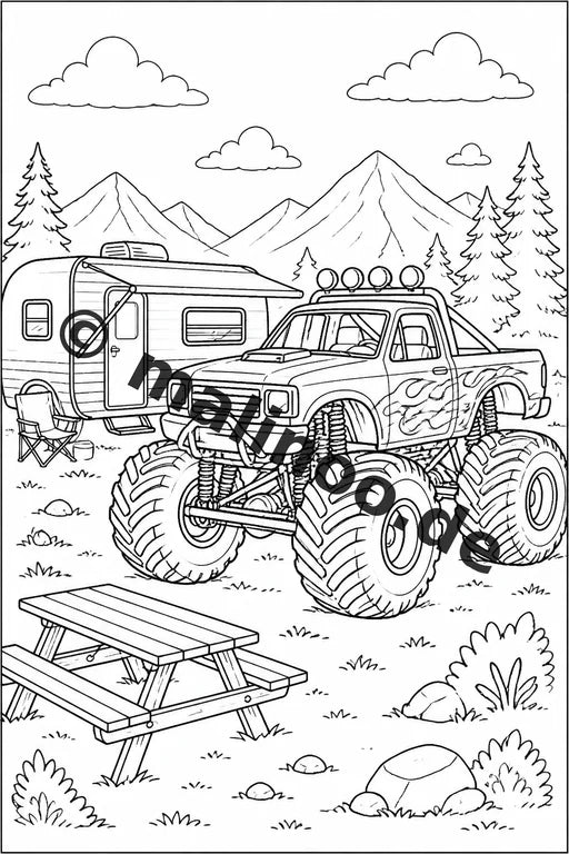 Monster Trucks Malbuch 20 Ausmalbilder gedruckt, ungebunden – Vorschaubild 7