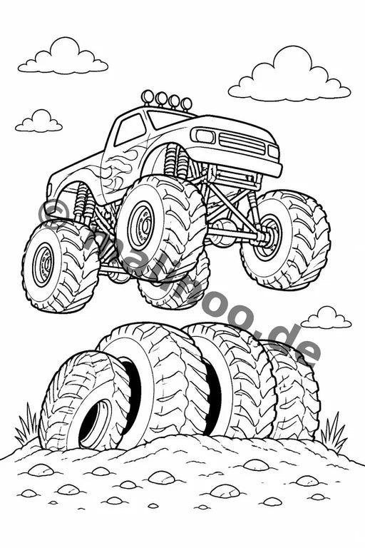 Monster Trucks Malbuch 20 Ausmalbilder gedruckt+lose – Vorschaubild 7