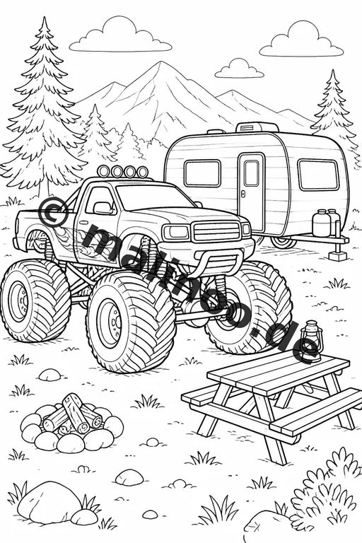 Monster Trucks Malbuch 20 Ausmalbilder gedruckt, ungebunden – Vorschaubild 7