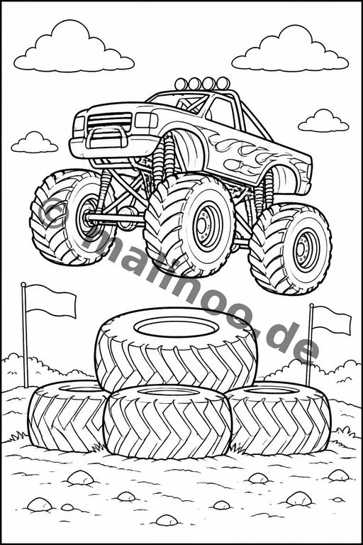 Monster Trucks Malbuch 20 Ausmalbilder gedruckt+lose – Vorschaubild 7