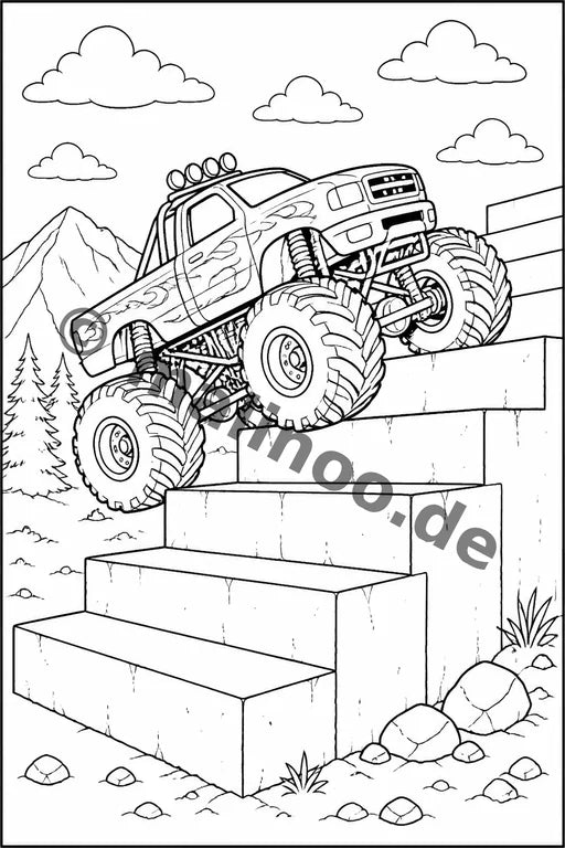 Monster Trucks Malbuch 20 Ausmalbilder gedruckt+lose – Vorschaubild 8