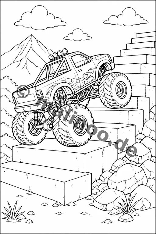 Monster Trucks Malbuch 20 Ausmalbilder gedruckt+lose – Vorschaubild 8