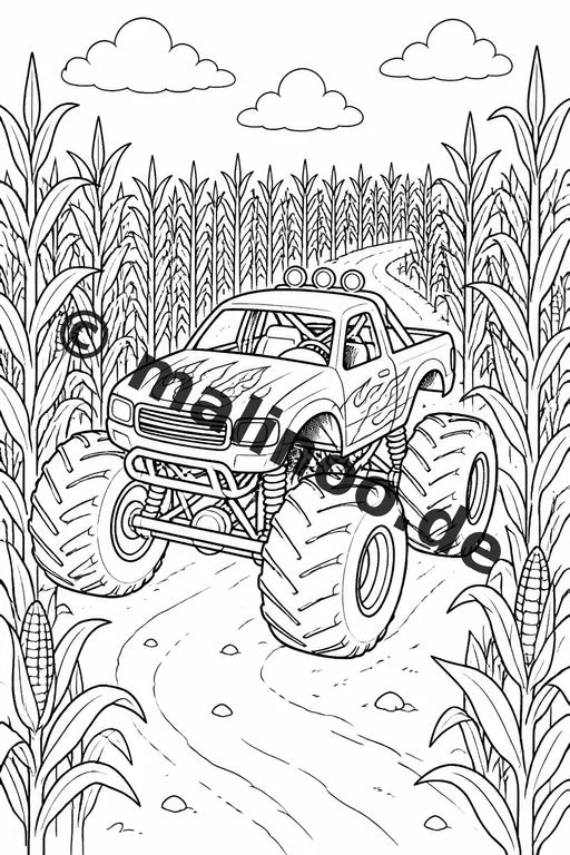 Monster Trucks Malbuch 20 Ausmalbilder gedruckt, ungebunden – Vorschaubild 9