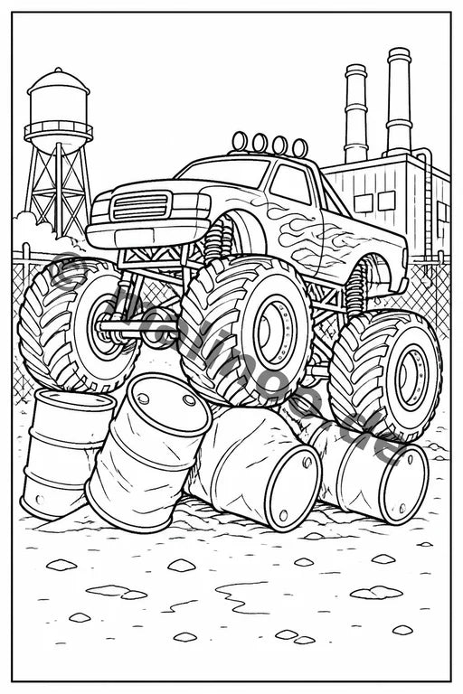 Monster Trucks Malbuch 20 Ausmalbilder gedruckt+lose – Vorschaubild 9