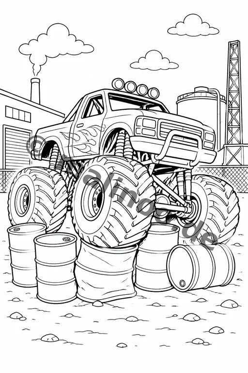 Monster Trucks Malbuch 20 Ausmalbilder gedruckt+lose – Vorschaubild 9