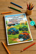 Monster Trucks Malbuch 50 Ausmalbilder PDF Download digital – Mockup-Ansicht