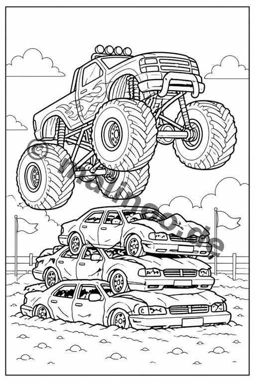 Monster Trucks Malbuch 50 Ausmalbilder PDF Download – Vorschaubild 1