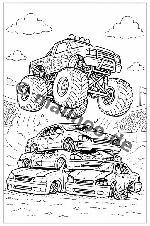 Monster Trucks Malbuch 50 Ausmalbilder PDF Download – Vorschaubild 1