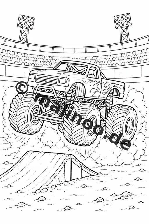 Monster Trucks Malbuch 50 Ausmalbilder gedruckt und gebunden – Vorschaubild 2